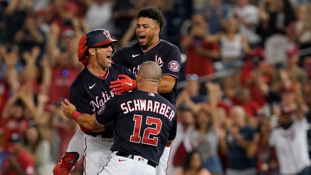 Yan Gomes and Nationals Celebrate 