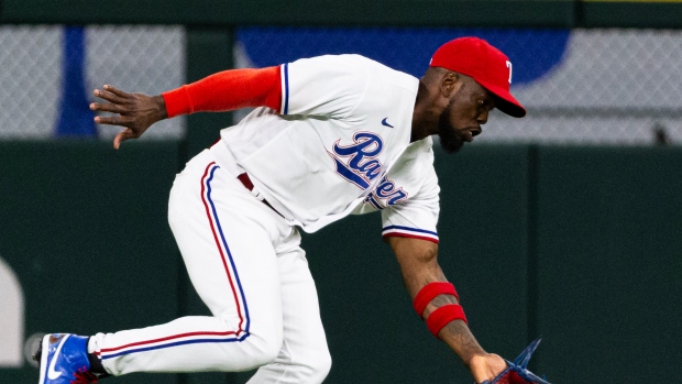 Texas Rangers center fielder Adolis Garcia , The Canadian Press Texas Rangers center fielder Adolis Garcia