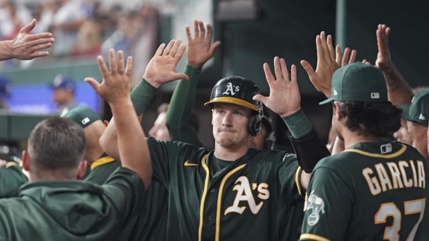 Oakland Athletics celebrate, The Canadian Press Oakland Athletics celebrate