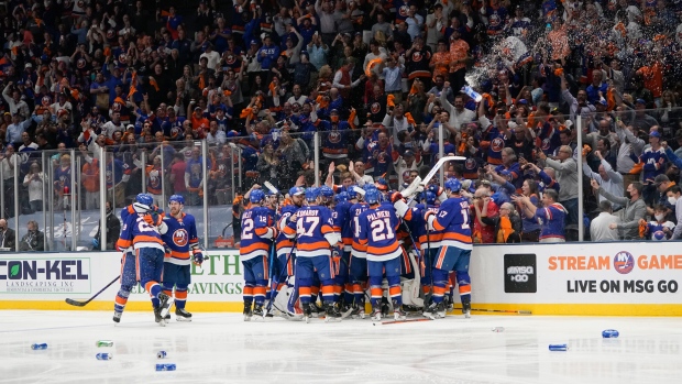 New York Islanders celebrate , The Canadian Press New York Islanders celebrate