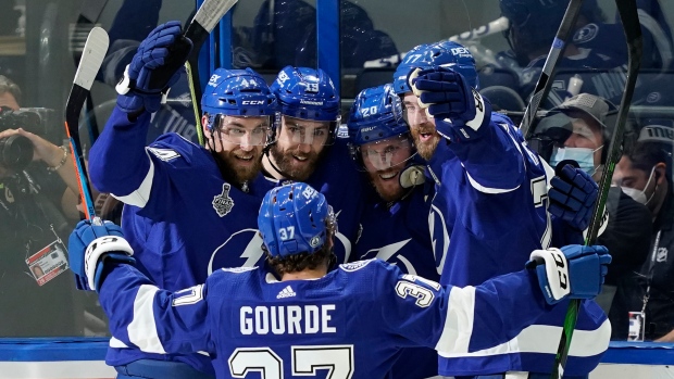 Tampa Bay Lightning celebrate , The Canadian Press Tampa Bay Lightning celebrate