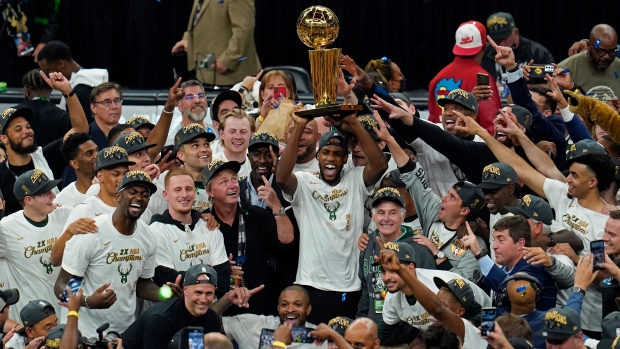 Milwaukee Bucks celebrate NBA Championship