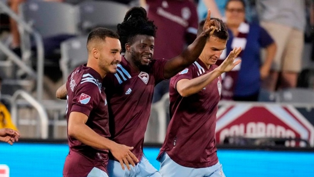 Lalas Abubakar and Colorado Rapids celebrate , The Canadian Press Lalas Abubakar and Colorado Rapids celebrate