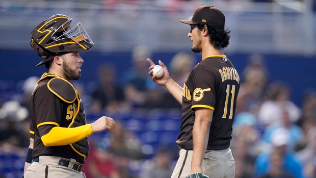 Yu Darvish, Victor Caratini, The Canadian Press Yu Darvish, Victor Caratini