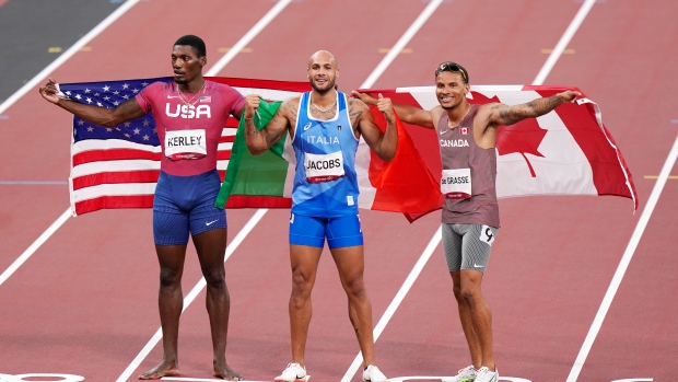 Fred Kerley, Lamont Marcell Jacobs, Andre De Grasse