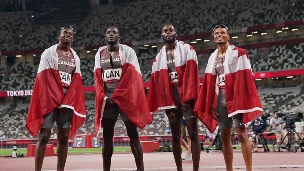 Canadian sprinters win bronze in men's 4x100 relay, The Canadian Press Canadian sprinters win bronze in men's 4x100 relay