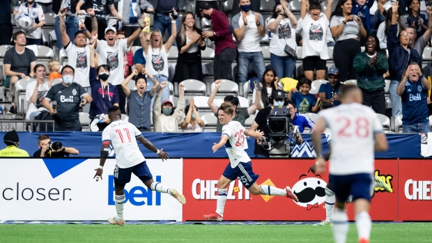 Vancouver Whitecaps celebrate, The Canadian Press Vancouver Whitecaps celebrate