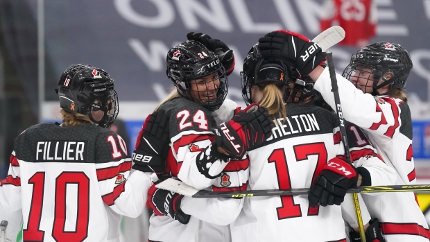 Team Canada celebrates, Images on Ice Team Canada celebrates