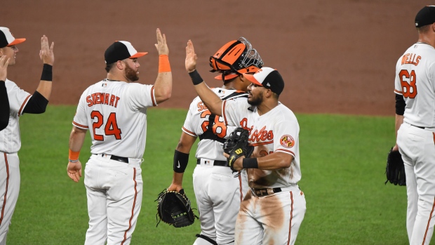 Baltimore Orioles celebrate, The Canadian Press Baltimore Orioles celebrate
