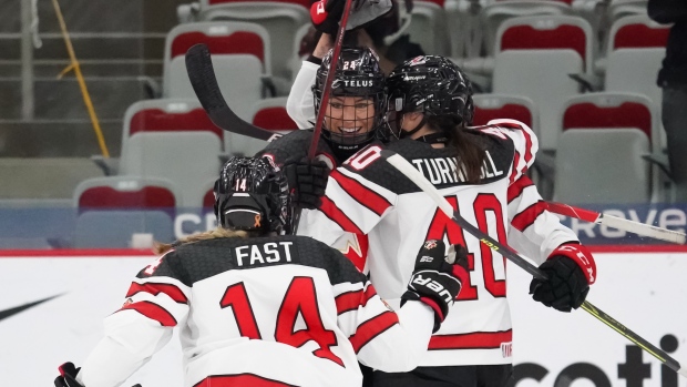 Team Canada celebrates, Images on Ice Team Canada celebrates