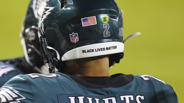 Black Lives Matter NFL helmet decal, The Canadian Press Black Lives Matter NFL helmet decal