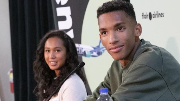 Tennis players Leylah Fernandez and Felix Auger-Aliassime