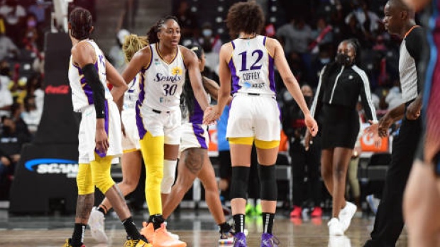 Brittney Sykes Nneka Ogwumike Nia Coffey, Adam Hagy/NBAE via Getty Images Brittney Sykes Nneka Ogwumike Nia Coffey