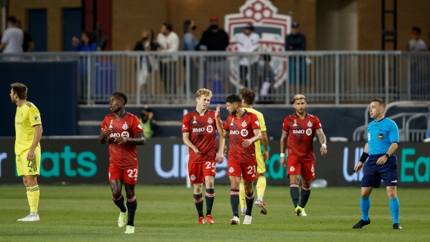 Toronto FC celebrates, The Canadian Press Toronto FC celebrates