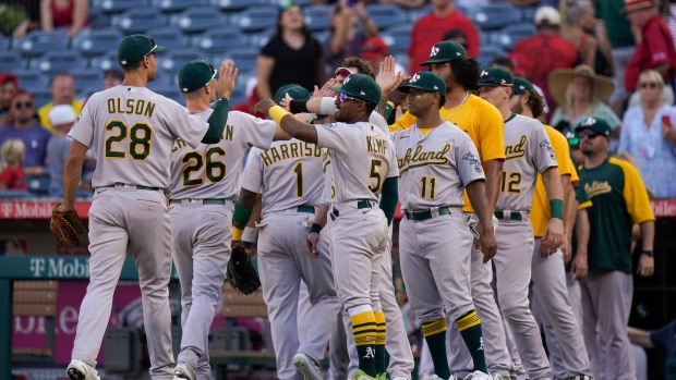 Oakland Athletics celebrate, The Canadian Press Oakland Athletics celebrate
