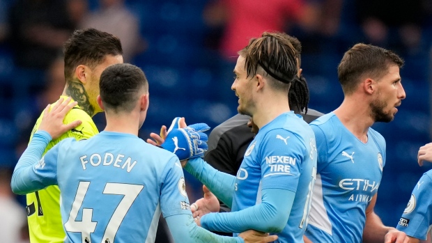Manchester City celebrates, The Canadian Press Manchester City celebrates