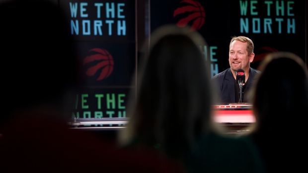 Nick Nurse talks to the media, The Canadian Press Nick Nurse talks to the media