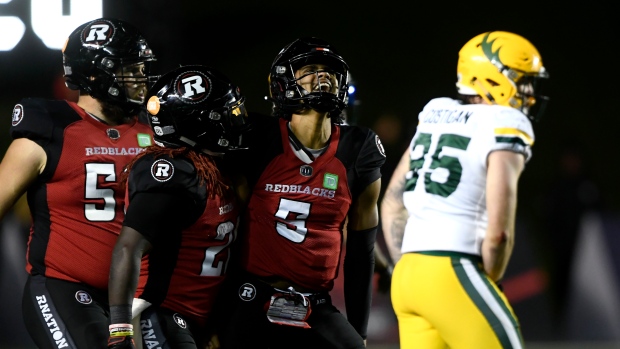 Caleb Evans and Ottawa Redblacks Celebrate