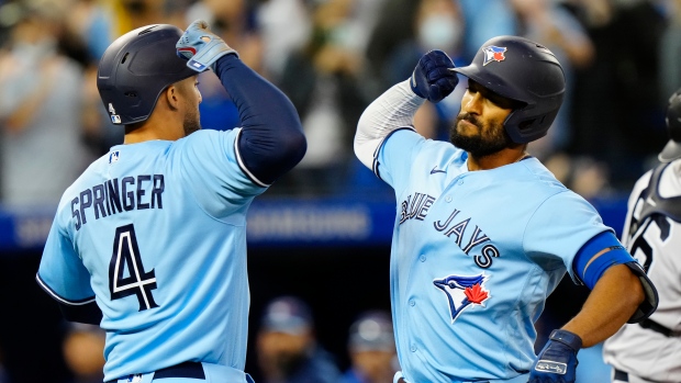 George Springer Marcus Semien, The Canadian Press George Springer Marcus Semien