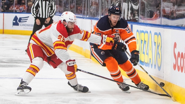 Dillon Dube and Connor McDavid