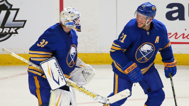 Dustin Tokarski and Kyle Okposo, The Canadian Press Dustin Tokarski and Kyle Okposo