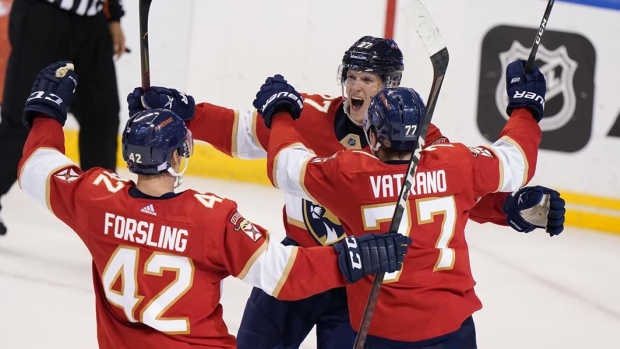 Florida Panthers celebrate, The Canadian Press Florida Panthers celebrate