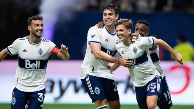 Vancouver Whitecaps celebrate, The Canadian Press Vancouver Whitecaps celebrate