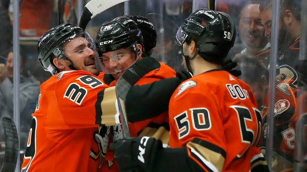 Anaheim Ducks celebrate, The Canadian Press Anaheim Ducks celebrate