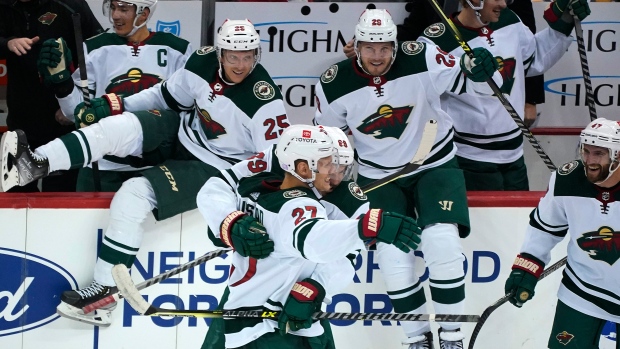Minnesota Wild celebrate, The Canadian Press Minnesota Wild celebrate