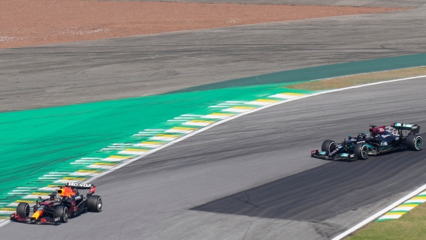 Max Verstappen and Lewis Hamilton