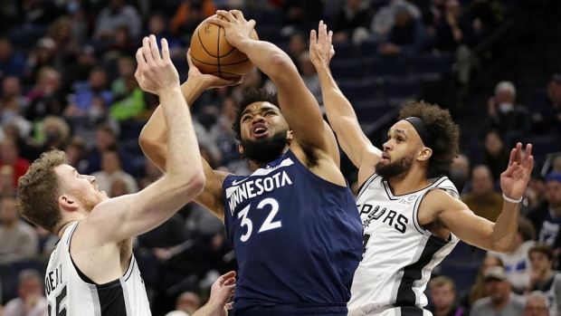 Jakob Poeltl Karl-Anthony Towns Derrick White, The Canadian Press Jakob Poeltl Karl-Anthony Towns Derrick White