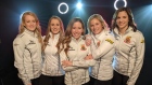 Photo: TSN, License: N/A Team Jennifer Jones - Power Pose