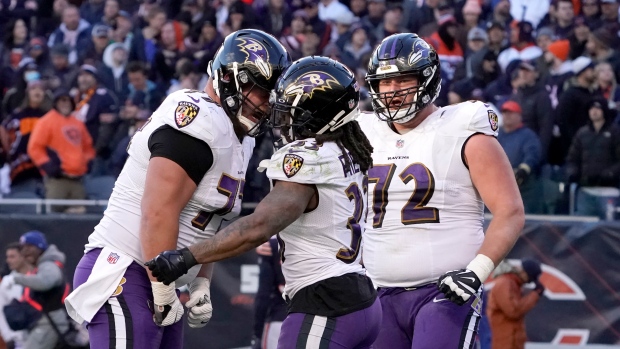 Baltimore Ravens celebrate, The Canadian Press Baltimore Ravens celebrate