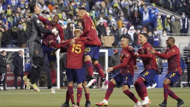 Real Salt Lake celebrate, The Canadian Press Real Salt Lake celebrate