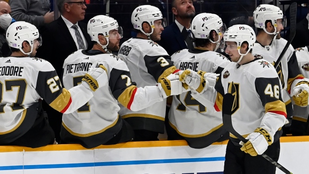 Vegas Golden Knights celebrate, The Canadian Press Vegas Golden Knights celebrate