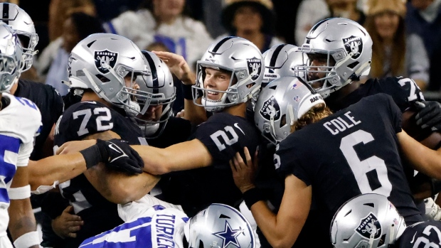 Las Vegas Raiders celebrate , The Canadian Press Las Vegas Raiders celebrate