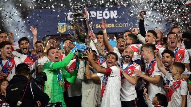 River Plate celebrates, The Canadian Press River Plate celebrates