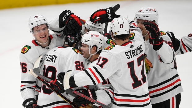 Chicago Blackhawks celebrate, The Canadian Press Chicago Blackhawks celebrate