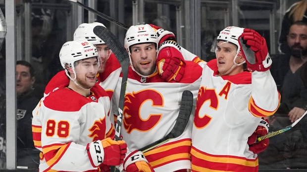 Calgary Flames celebrate, The Canadian Press Calgary Flames celebrate