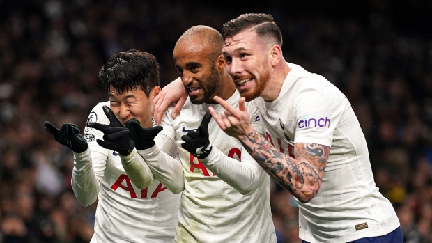 Tottenham celebrates, The Canadian Press Tottenham celebrates