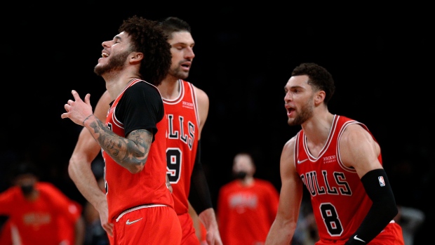 Chicago Bulls celebrate, The Canadian Press Chicago Bulls celebrate