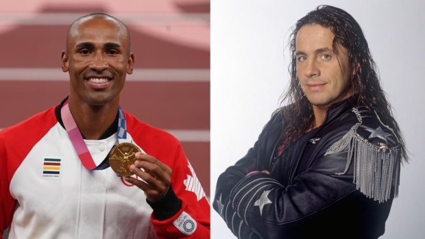 Damian Warner, Bret Hart, The Canadian Press, Fryderyk Gabowicz/picture alliance via Getty Images Damian Warner, Bret Hart