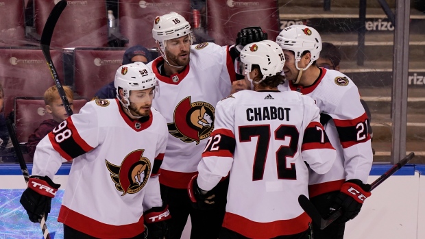 Ottawa Senators celebrate, The Canadian Press Ottawa Senators celebrate
