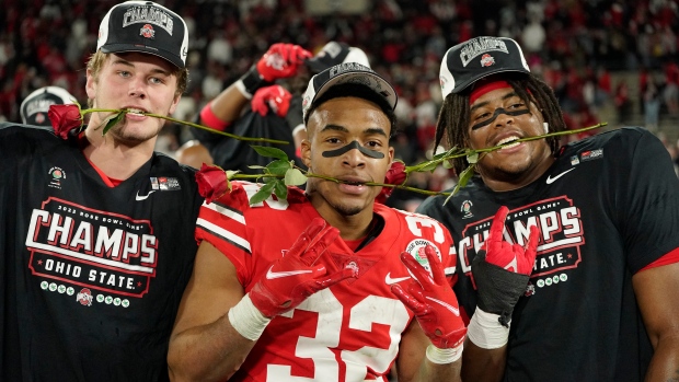Ohio State players celebrate, The Canadian Press Ohio State players celebrate