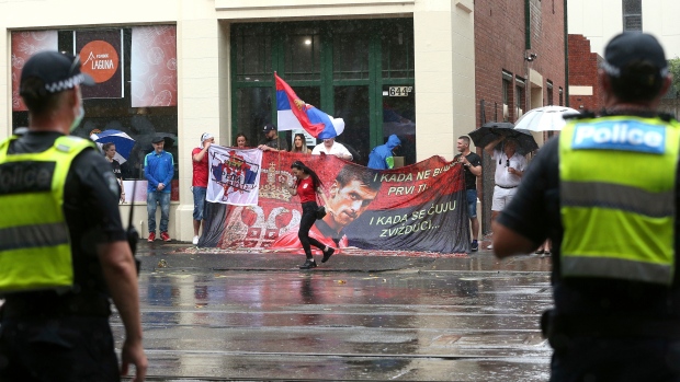 Novak Djokovic fans protest