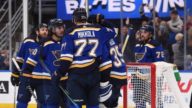 St. Louis Blues celebrate, The Canadian Press St. Louis Blues celebrate
