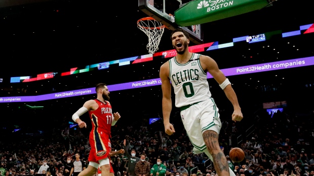 Tatum scores 27,  Celtics rally past Pelicans