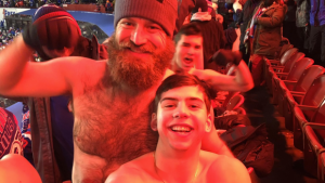 Ryan Fitzpatrick was posing shirtless in the freezing cold with fans in Buffalo