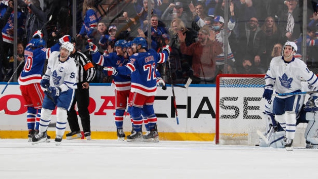 New York Rangers celebrate vs. Toronto Maple Leafs