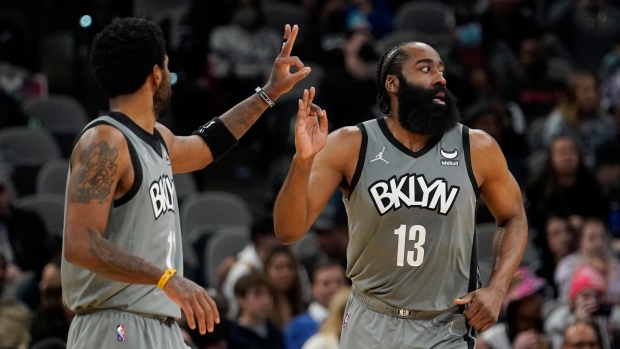 Harden’s triple-double helps Nets top Spurs